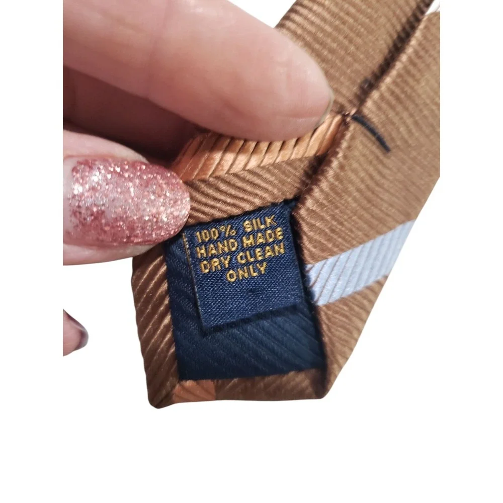 Henry Jacobson REPP Mens Tie Necktie‎ Designer Luxury Handmade Brown Stripes
